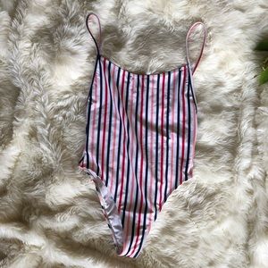 NWT retro stripe high cut one piece